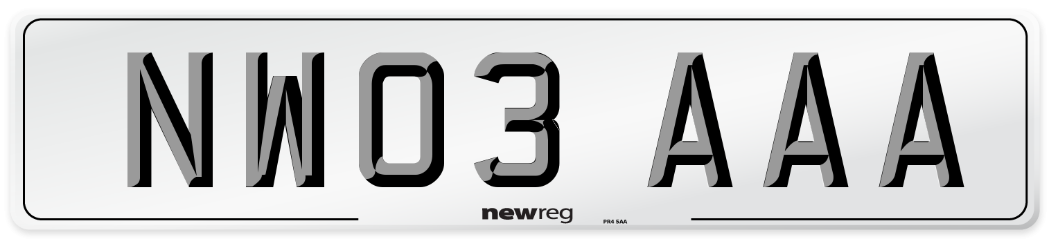 NW03 AAA Number Plate from New Reg
